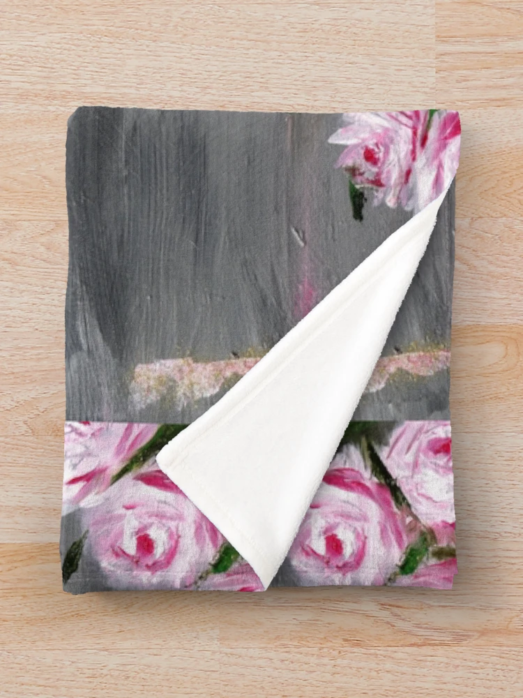 Thumbnail 3 of 6, Throw Blanket, Pink Roses seamless pattern, Beautifulview designed and sold by DiensDesign.