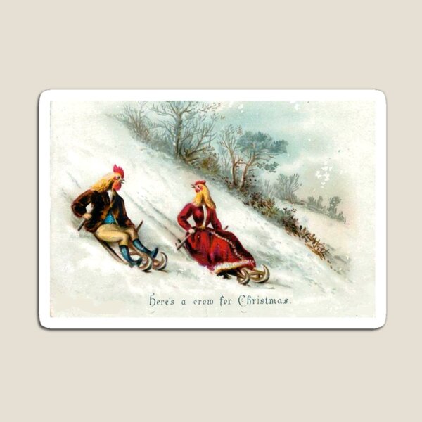 Aperçu de l'œuvre Coqs de traîneau - Voici un corbeau pour Noël Salutations de l’ère victorienne créée et vendue par forgottenbeauty.