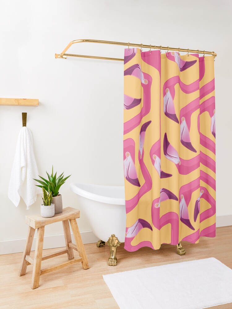 Alternate view of Flamingo Maze Shower Curtain