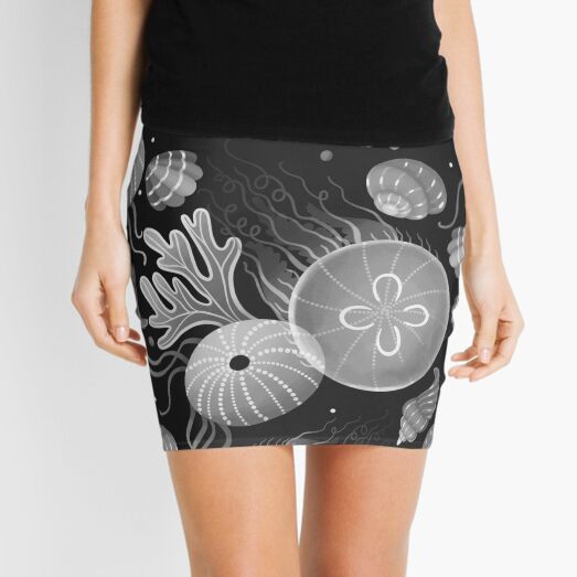 Ocean life - black and white Mini Skirt