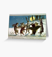 Victorian Christmas Woodland Animal Games Greeting Card