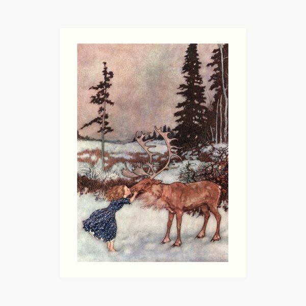 Gerda and the Reindeer by Edmund Dulac Art Print