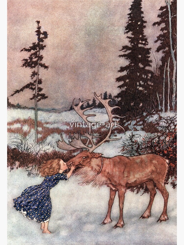 "Gerda and the Reindeer by Edmund Dulac" Art Print for Sale by vintage
