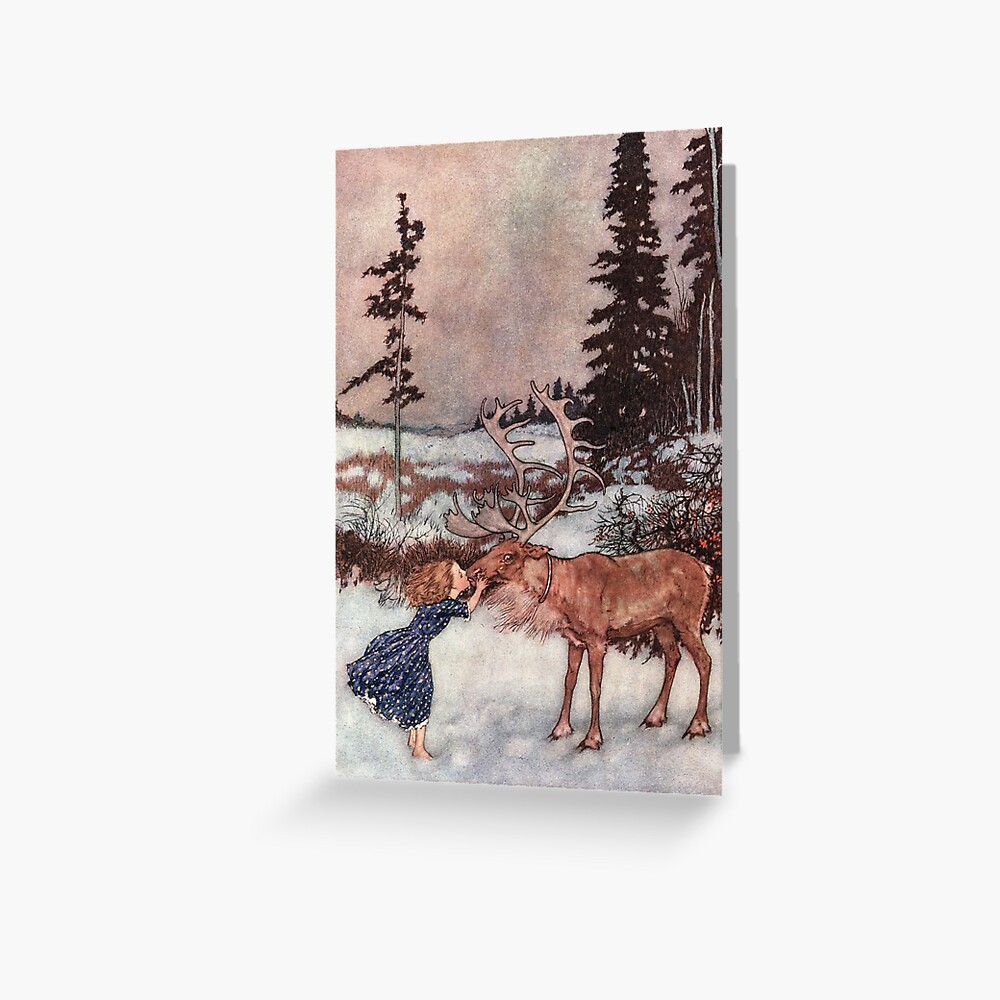 "Gerda and the Reindeer by Edmund Dulac" Greeting Card for Sale by