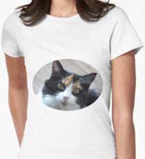 Puce chatte calicot T-shirt col V femme