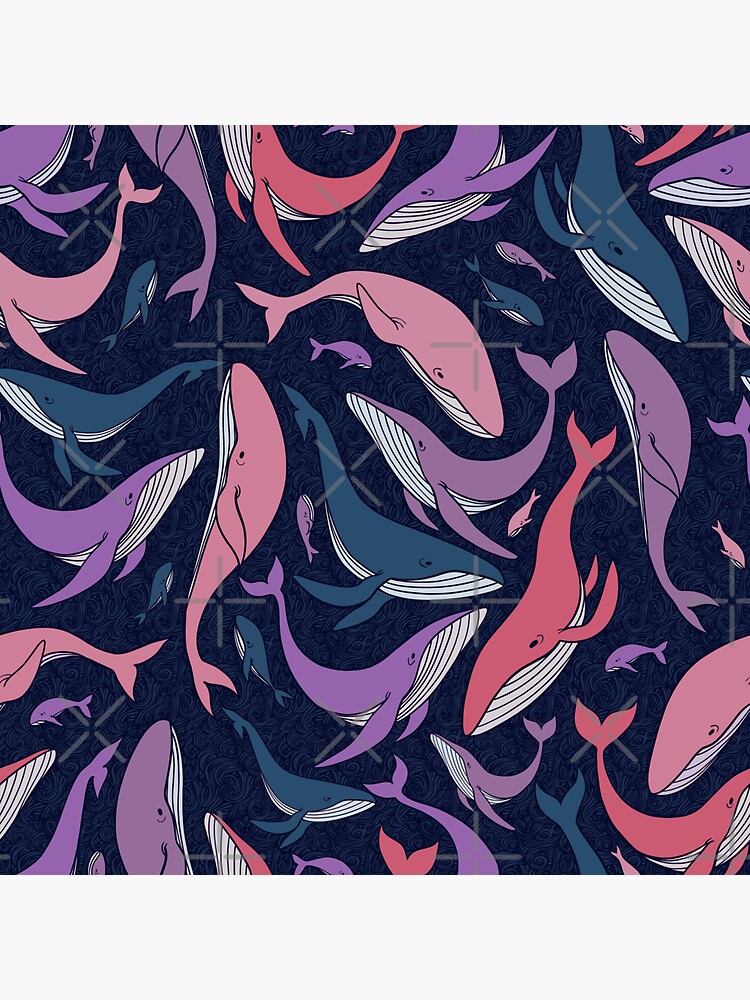 A school of whales - pink and purple by Elenanaylor
