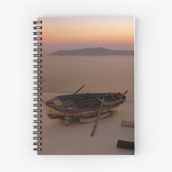 Item preview, That Boat on the roof in Santorini, sunset designed and sold by kelliejane.