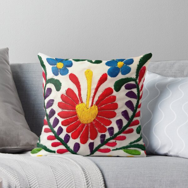 Mexican Flowers Throw Pillow