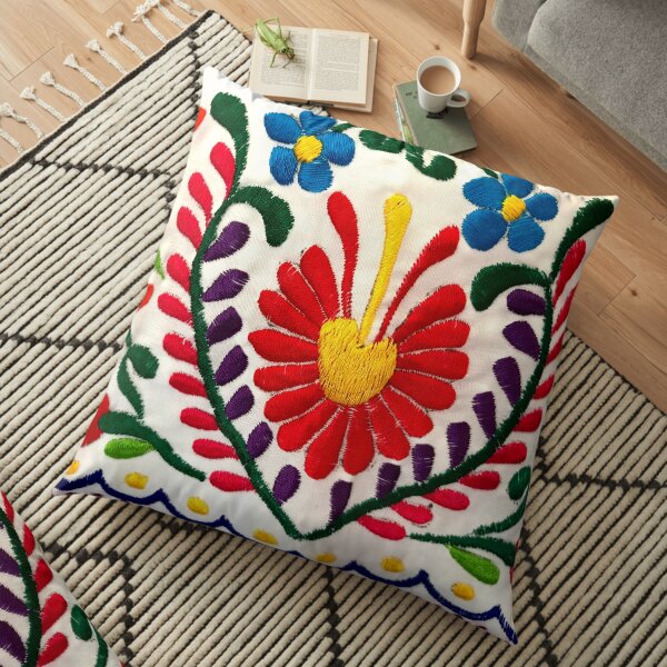 Mexican Flowers Floor Pillow