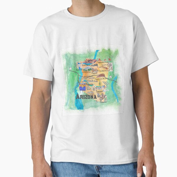 Item preview, USA Arizona State Travel Poster Illustrated Art Map designed and sold by artshop77.