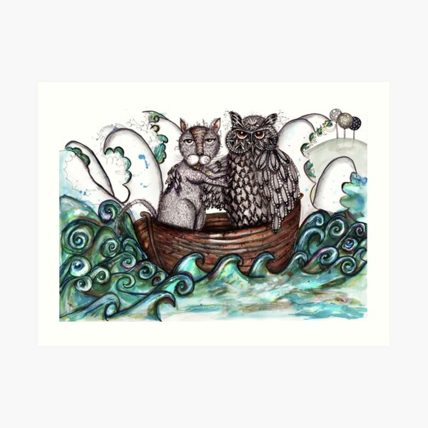 The owl and the alleycat Art Print