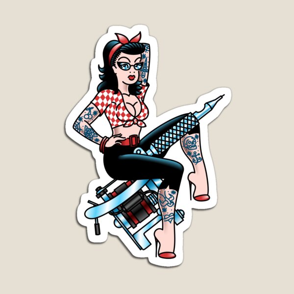 American Traditional Lowbrow Hot Rod Rockabilly Tattoo Pin-up Magnet