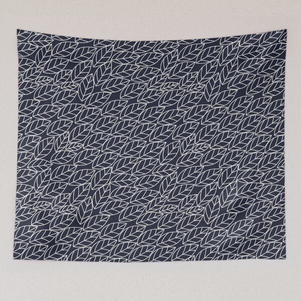 Item preview, Doodle Leaves Navy and Light Grey (almost white)- small pattern designed and sold by BlertaDK.