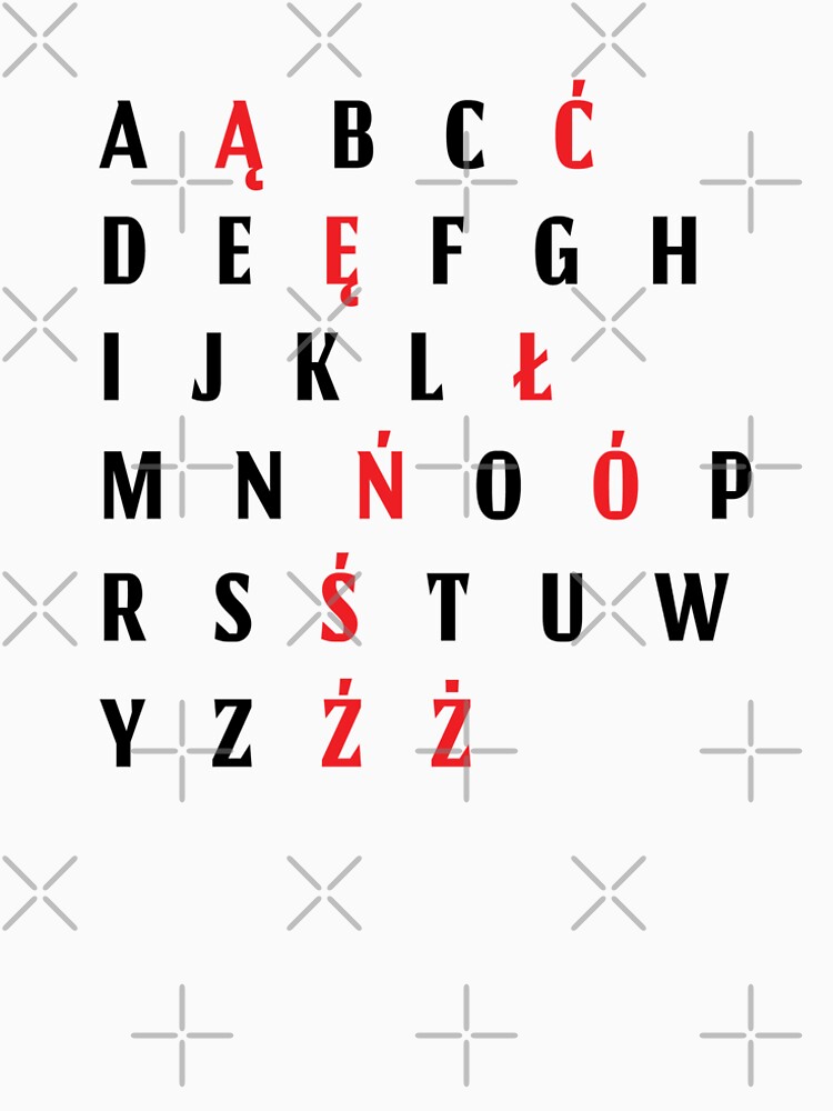 Polish Alphabet Polski Alfabet Black Red Letters Poster Print T Shirt By Folklove