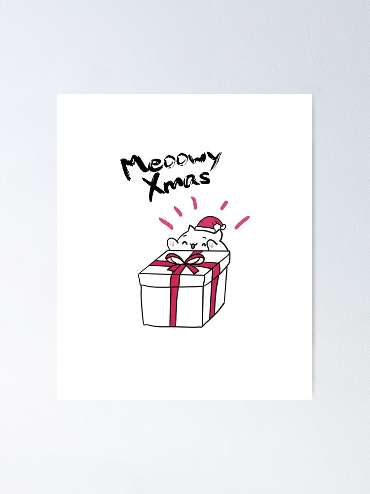 Cute Christmas Bongo Cat Meme Poster For Sale By Equanimity7 Redbubble 