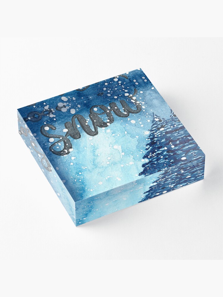 Alternate view of Original Watercolor Let It Snow Painting Acrylic Block