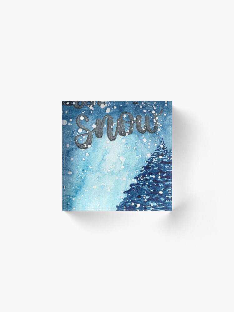 Alternate view of Original Watercolor Let It Snow Painting Acrylic Block