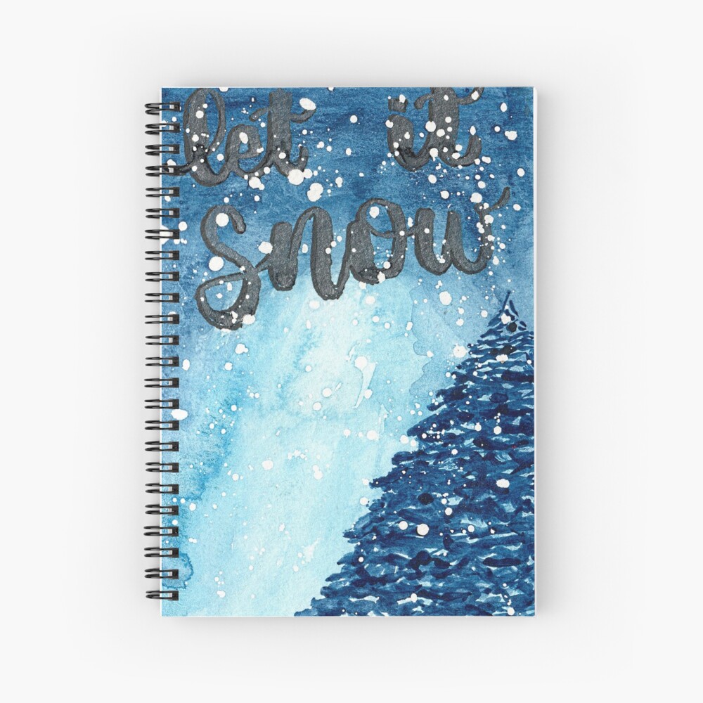 Original Watercolor Let It Snow Painting Spiral Notebook