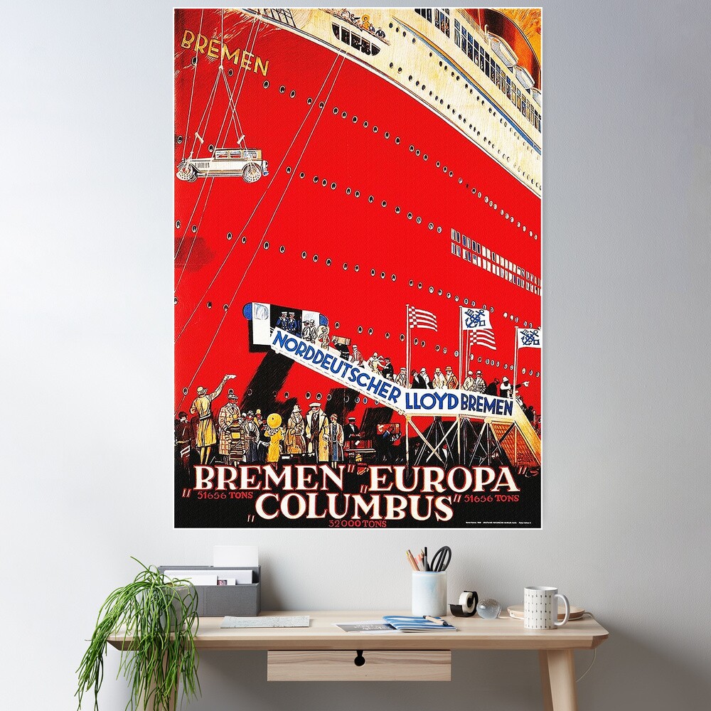 North German Lloyd ocean liner Bremen, 1929 Poster