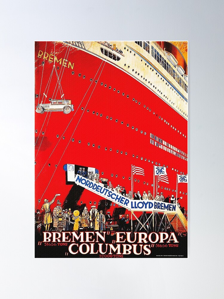 Alternate view of North German Lloyd ocean liner Bremen, 1929 Poster