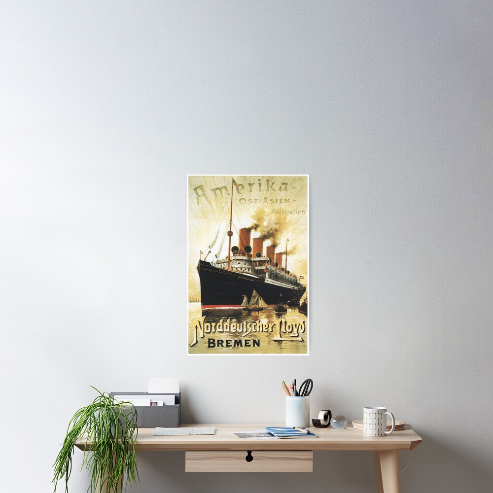 To "Amerika", SS Kaiser Wilhelm Advertisement Poster