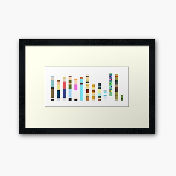 Characters of Rick and Morty Barcode Framed Art Print