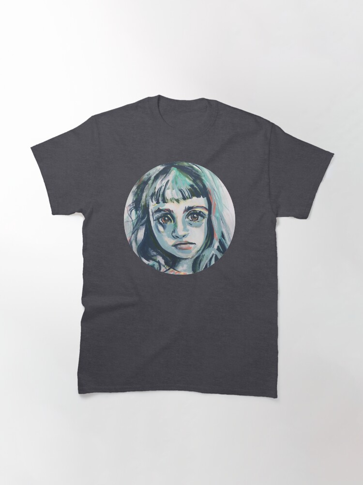 Thumbnail 3 of 7, Classic T-Shirt, Mia - abstract painted portrait of a thinker #1 designed and sold by ArtsyAnts.