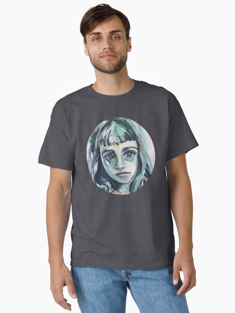 Thumbnail 1 of 7, Classic T-Shirt, Mia - abstract painted portrait of a thinker #1 designed and sold by ArtsyAnts.