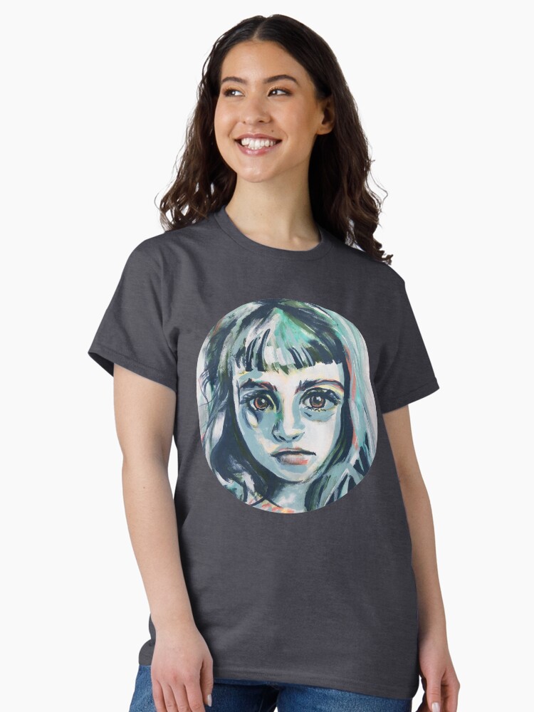 Thumbnail 2 of 7, Classic T-Shirt, Mia - abstract painted portrait of a thinker #1 designed and sold by ArtsyAnts.