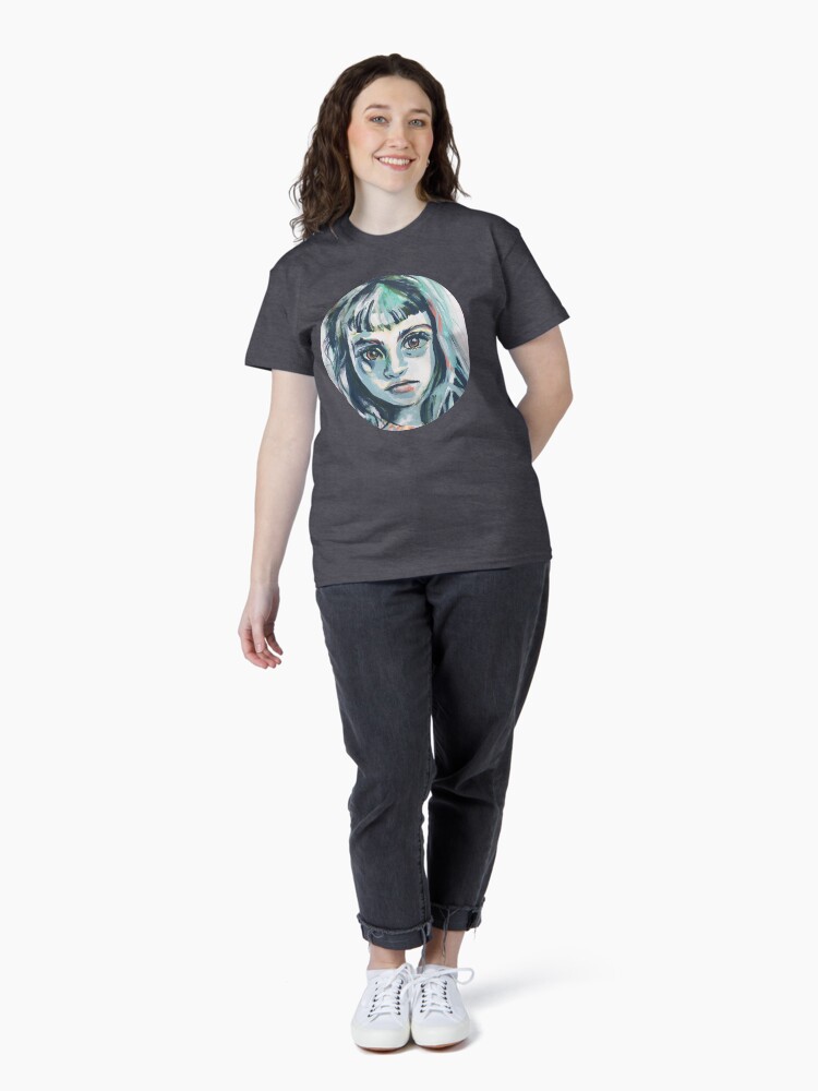Thumbnail 4 of 7, Classic T-Shirt, Mia - abstract painted portrait of a thinker #1 designed and sold by ArtsyAnts.