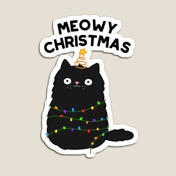 Meowy Christmas Animal Pun Magnet