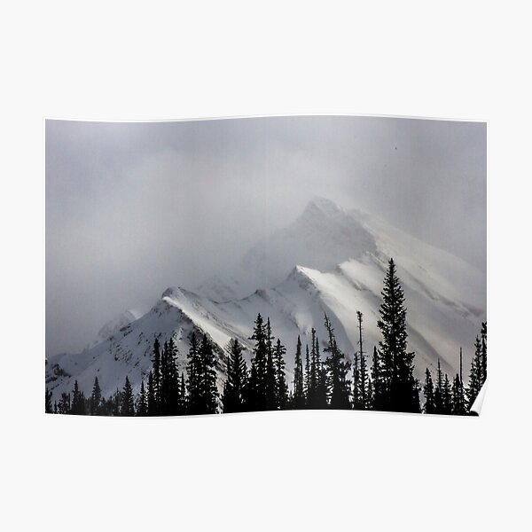 Mountain with happy little trees Poster