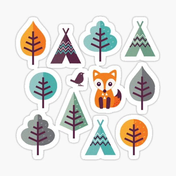 Fox in the Forest on Gray Sticker