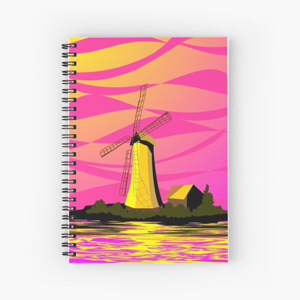 Digital painting of wi9nd mill Spiral Notebook