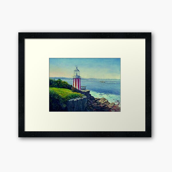 Painting of Hornby Lighthouse Sydney Australia Framed Art Print