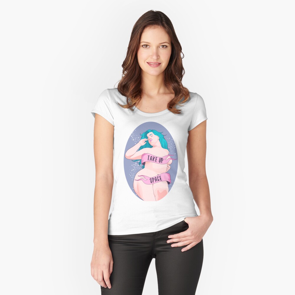 Vista previa del artículo con la obra «Camiseta entallada de cuello ancho», diseñado y vendido por ohnoballoons.