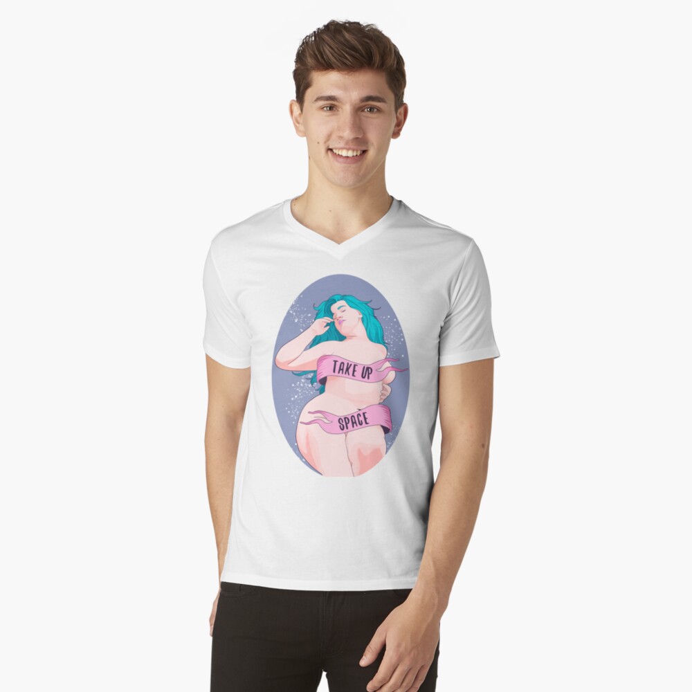 Vista previa del artículo con la obra «Camiseta de cuello en V», diseñado y vendido por ohnoballoons.