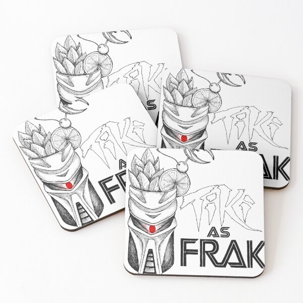 Item preview, "Tiki as Frak" funny and nerdy sc-fi themed ink illustration designed and sold by RedFinchDesigns.