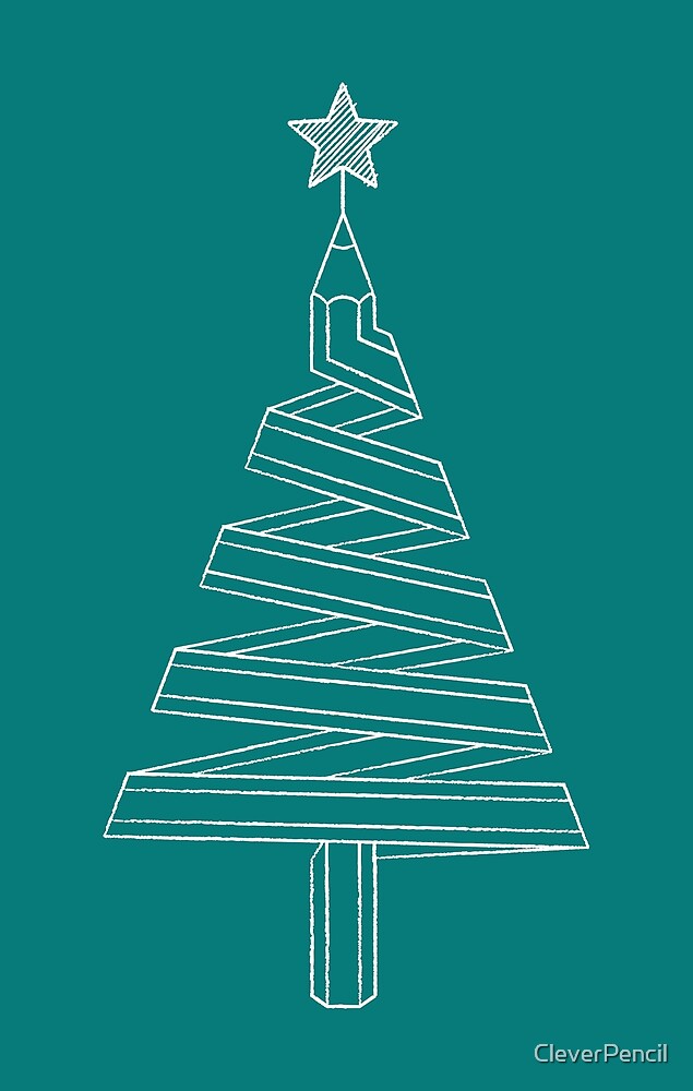 White Line Drawing Of Pencil Christmas Tree Drawing Star By