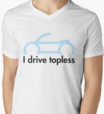 Camiseta para hombre de cuello en v VW Convertible - conduzco topless® - azul claro