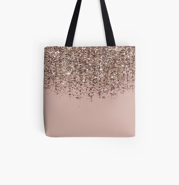 rose gold glitter tote bag