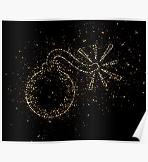 Blast bomb explosion golden ornament Gold Poster
