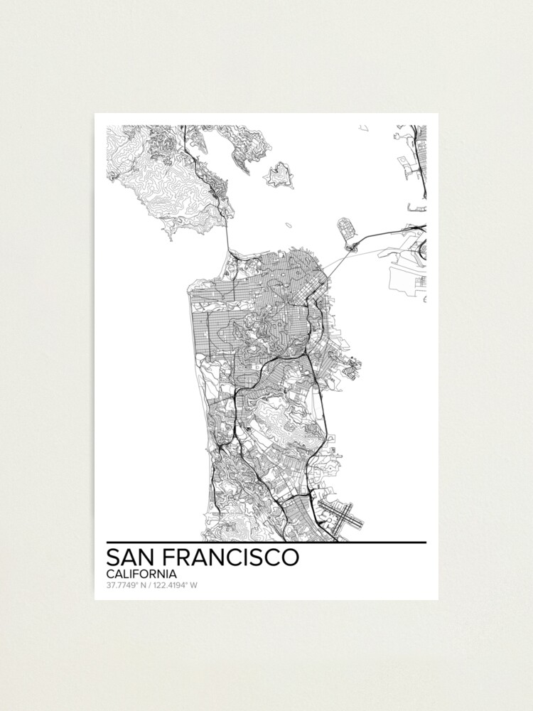 San Francisco Map Wall Art San Francisco map poster print wall art, California gift printable 