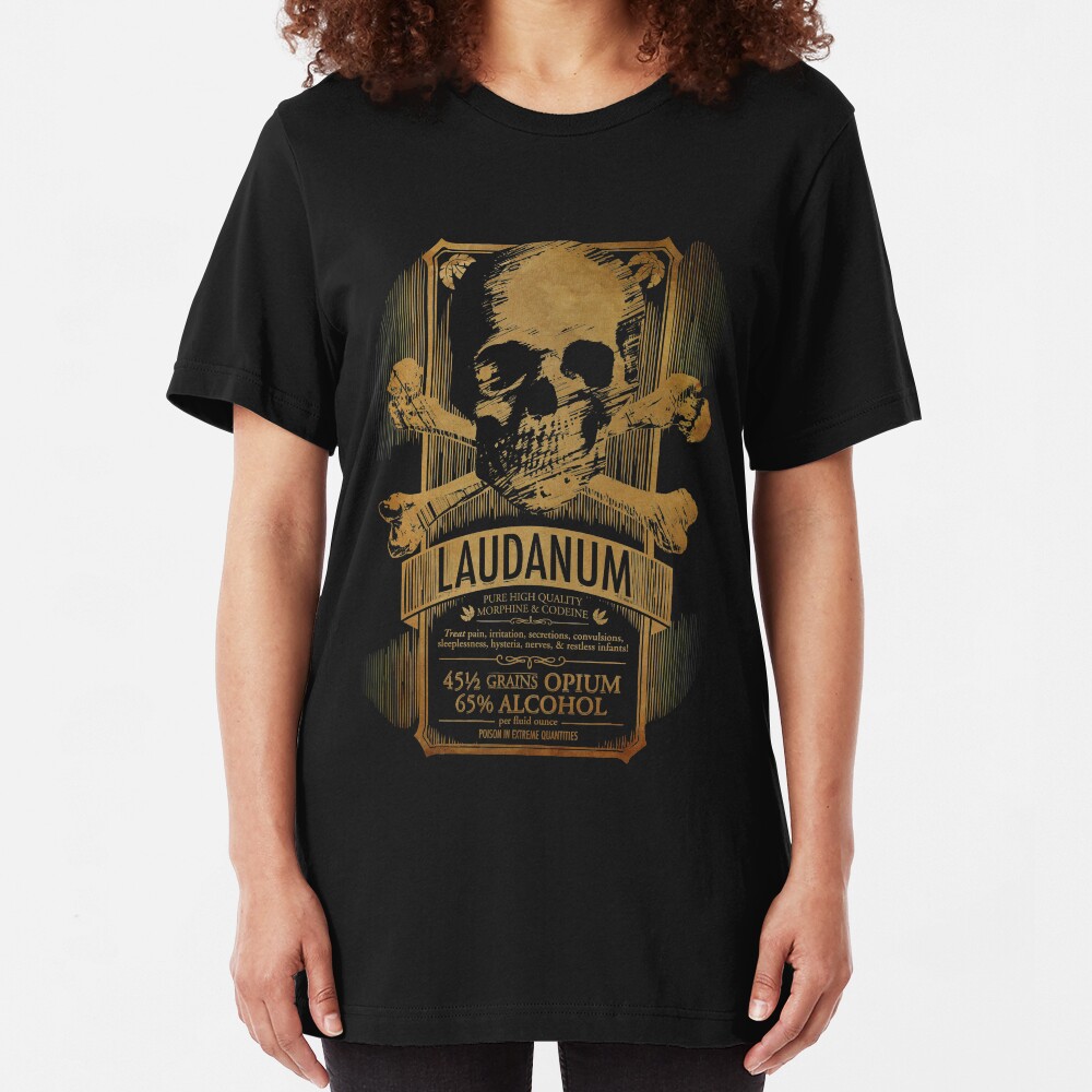Laudanum Medical Goth Steampunk Label Slim Fit T-Shirt