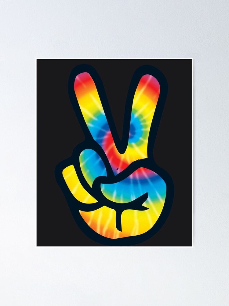 Tie Dye Peace Sign Hand T-Shirt | V Symbol 60s 70s 80s Tee Tie Dye Peace Sign Hand T-Shirt | V Symbol 60s 70s 80s Tee