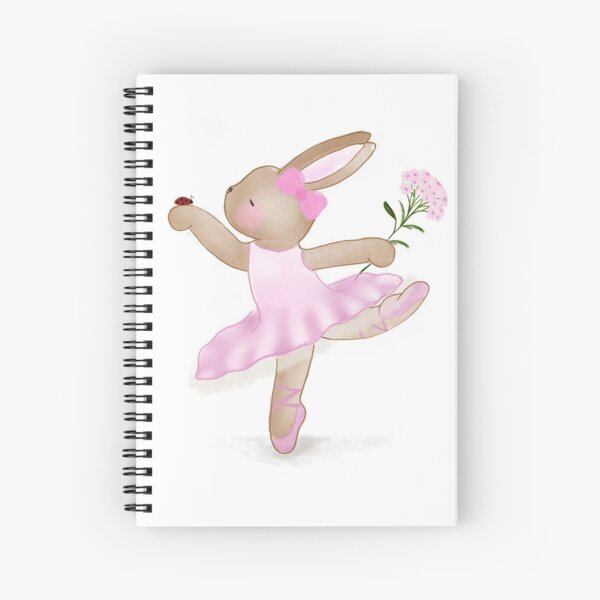 Cute ballerina bunny, ladybug and pink flower Spiral Notebook