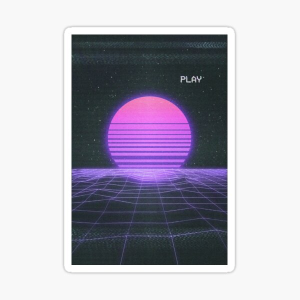 Synthwave Nostalgia Sunset Sticker