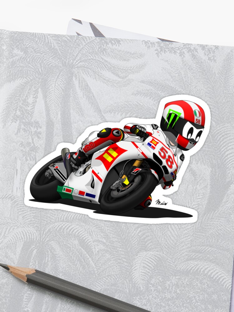 Marco Simoncelli 58 cartoon image Racing Super Bike 