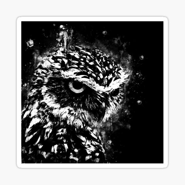 gxp burrowing owl splatter watercolor black white Sticker