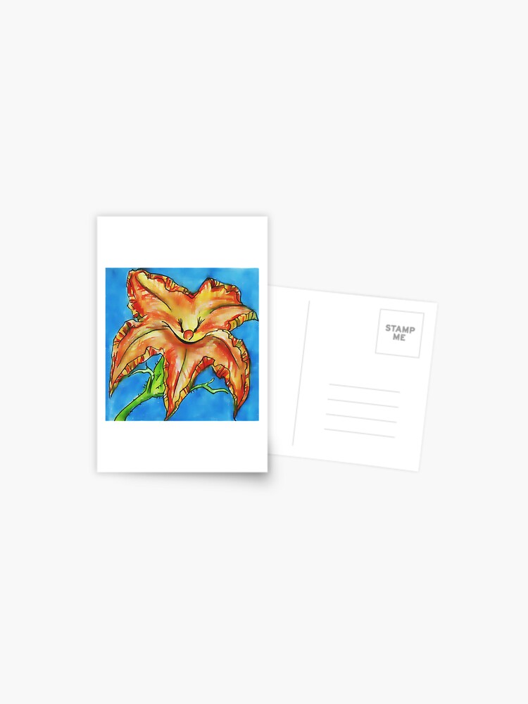 Thumbnail 1 of 2, Postcard, pumpkin flower designed and sold by Anthropolog.